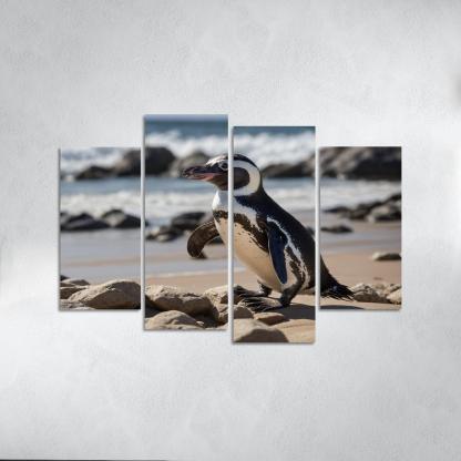 The Magnificent African Penguin The Black-footed Wonder Oil Paintings Frame