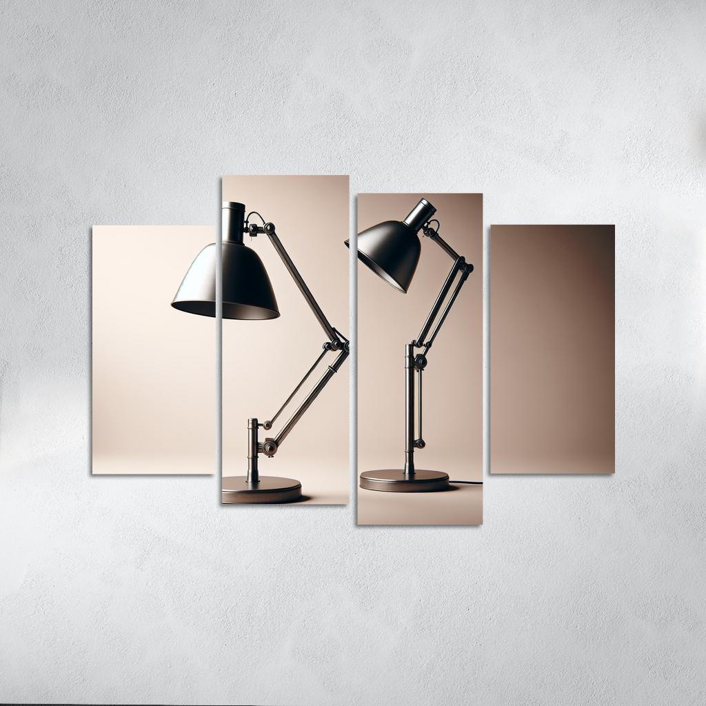 Contemporary Floor Lamp with Adjustable Shade 4 Piece HD Canvas Wall Art-Original Frame