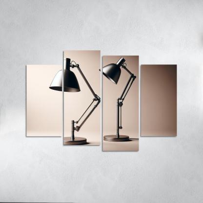 Contemporary Floor Lamp with Adjustable Shade 4 Piece HD Canvas Wall Art-Original Frame