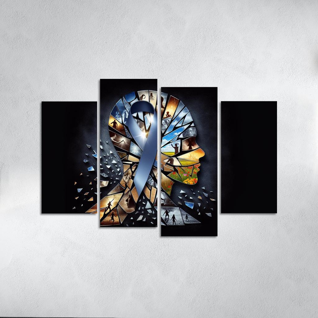 Shattered Silence Advocating for Survivors of Violence 4 Piece HD Canvas Wall Art-Original Frame