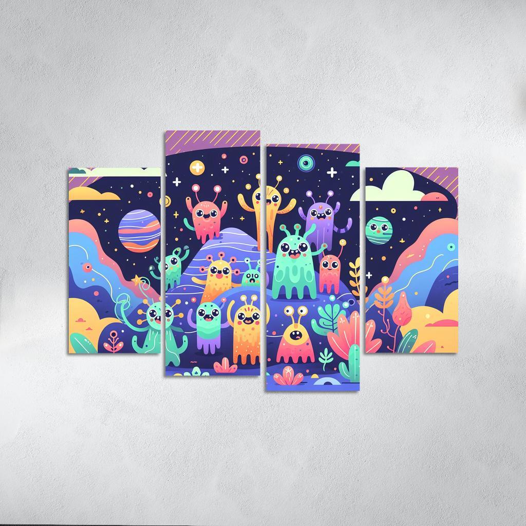 Adventure in Space 4 Piece HD Canvas Wall Art-Original Frame
