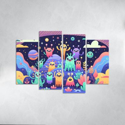 Adventure in Space 4 Piece HD Canvas Wall Art-Original Frame