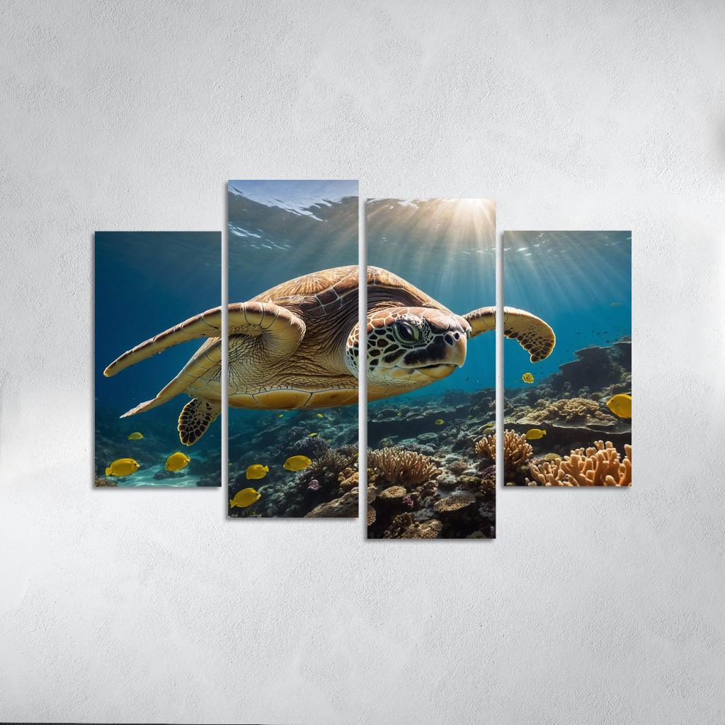 The Fascinating Great Barrier Reef Turtle Ancient Navigator Oil Paintings Frame