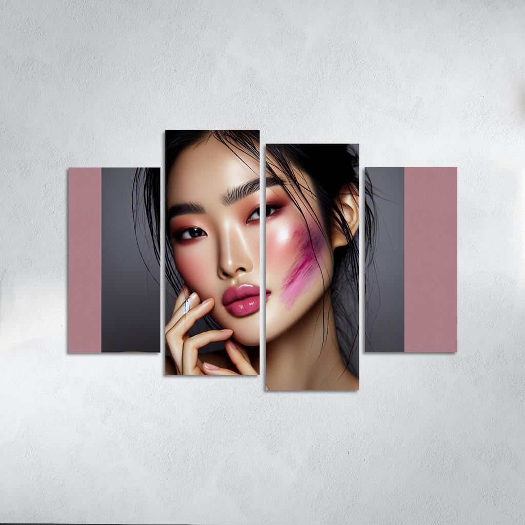Monochrome Makeup Cohesive Looks 4 Piece HD Canvas Wall Art-Original Frame