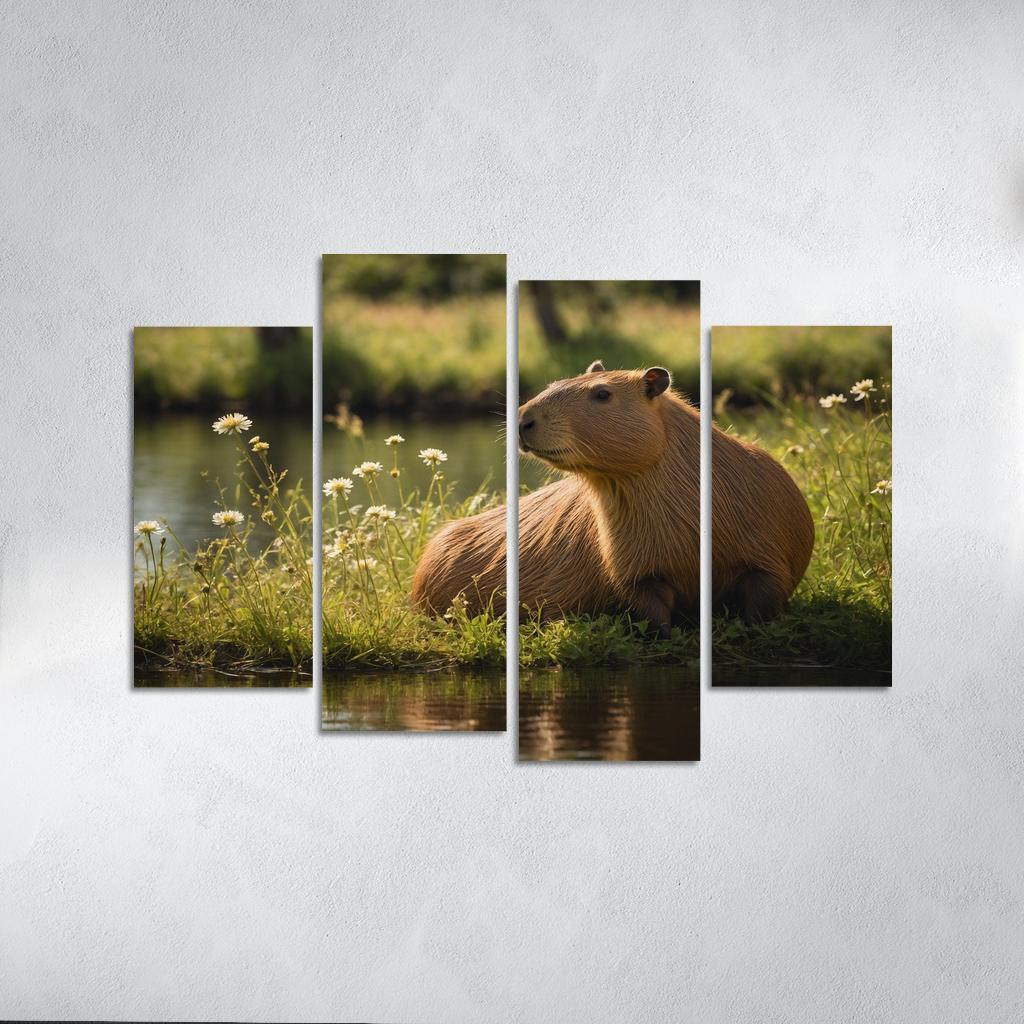The Curious Capybara The Gentle Giant Of The Rodent Family Modern Paintings Frame