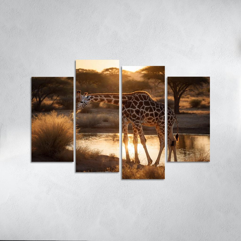 The Majestic Giraffe Towering Of The Savannah Canvas Paintings Frame