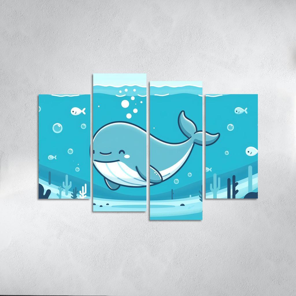 Friendly Whale Modern Paintings Frame