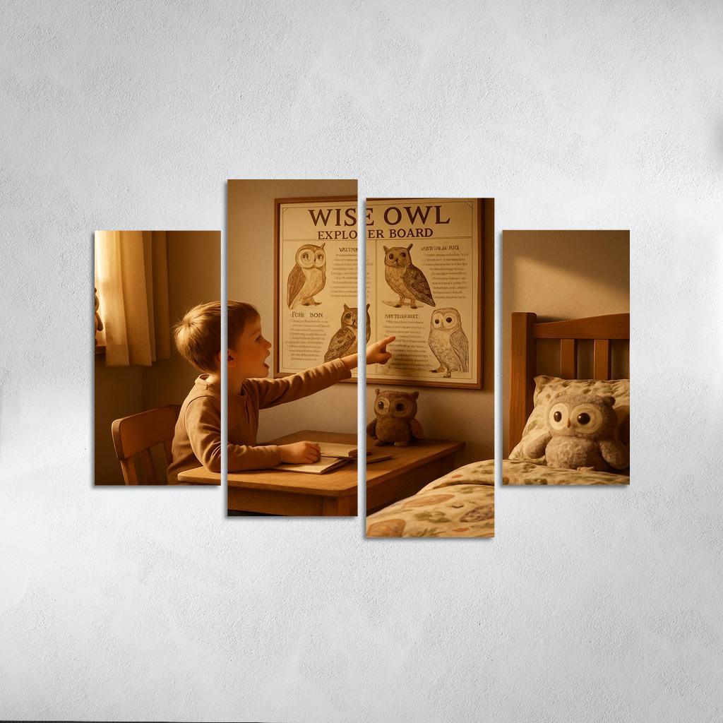 Wise Owl Explorer Board Oil Paintings Frame