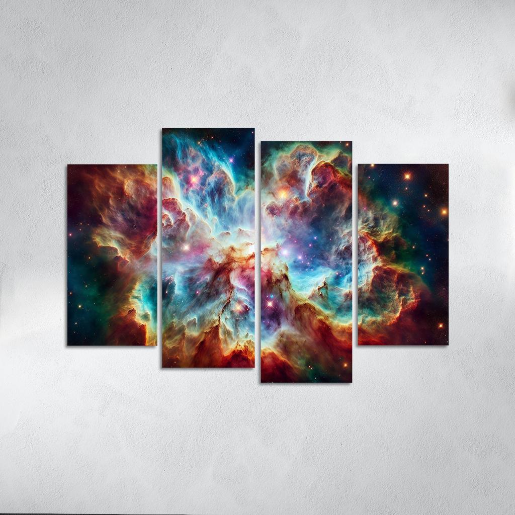 The Ethereal Beauty of Nebulae 4 Piece HD Canvas Wall Art-Original Frame