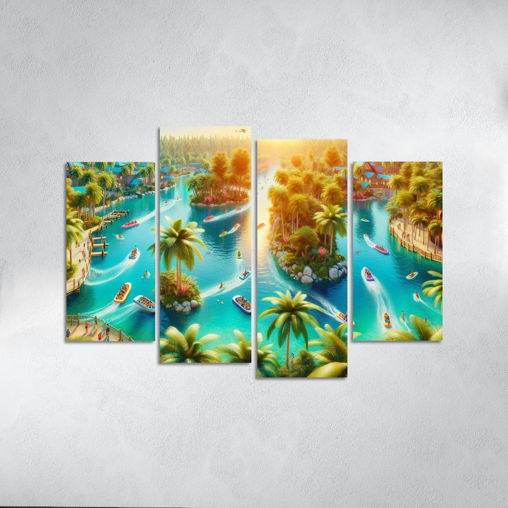 Adventure Lagoon Watersports Paradise Canvas Paintings Frame