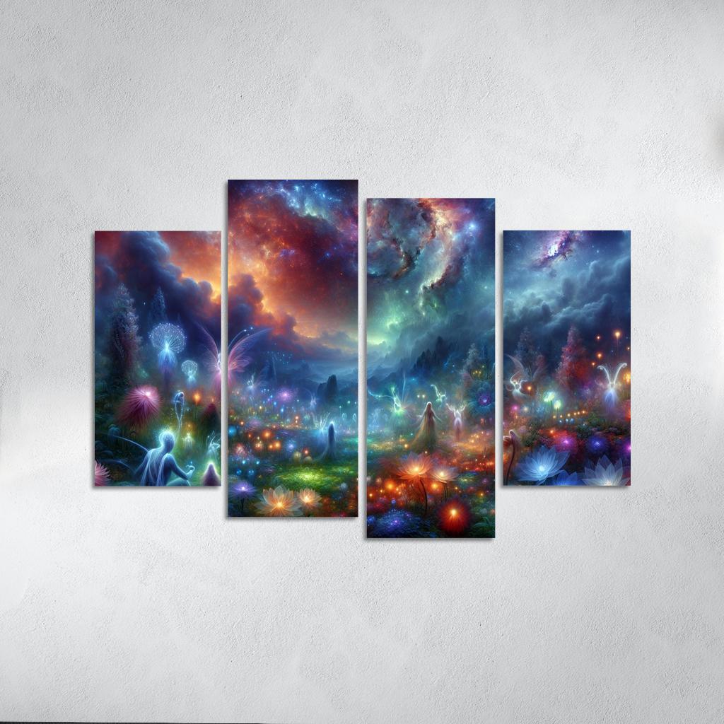 The Nebula Gardens 4 Piece HD Canvas Wall Art-Original Frame