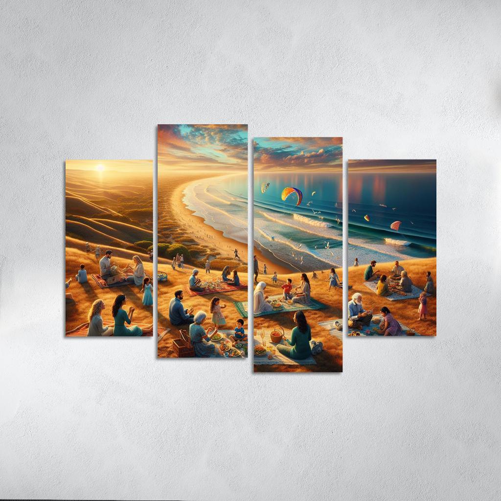 Bayside Retreat Scenic Picnic Spot Multi-panel Paintings