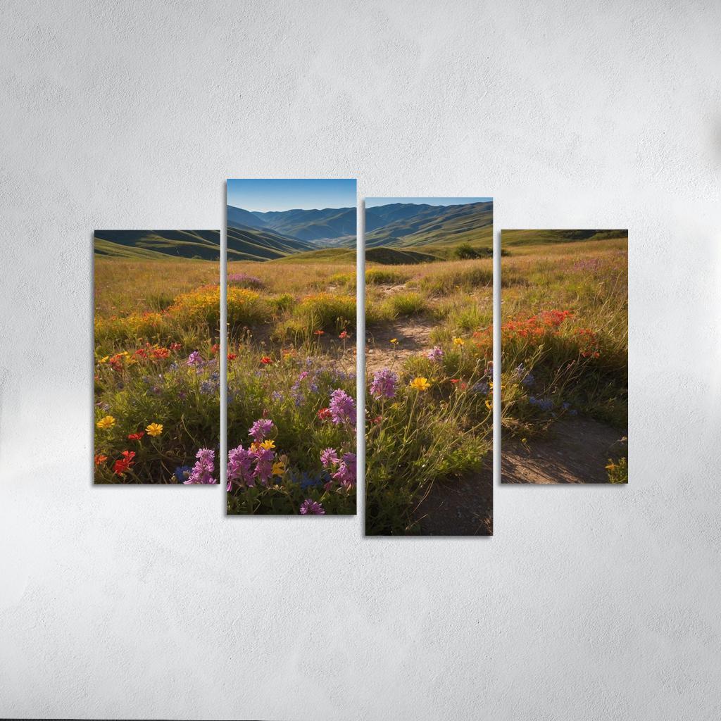 The Enchanted Valley Of Rainbow Blossoms Modern Paintings Frame