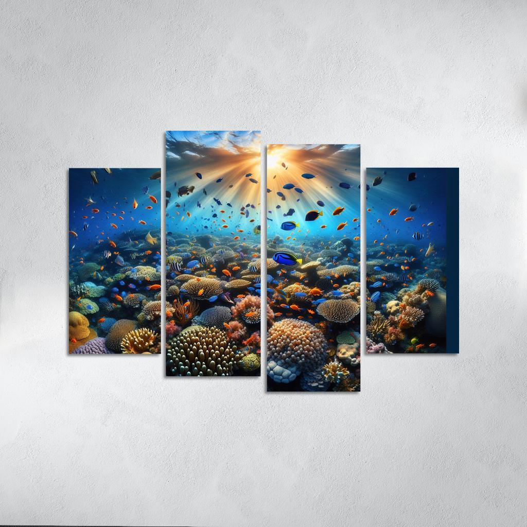 Sunset Reef Snorkel Under Vibrant Colors Custom Paintings Frame