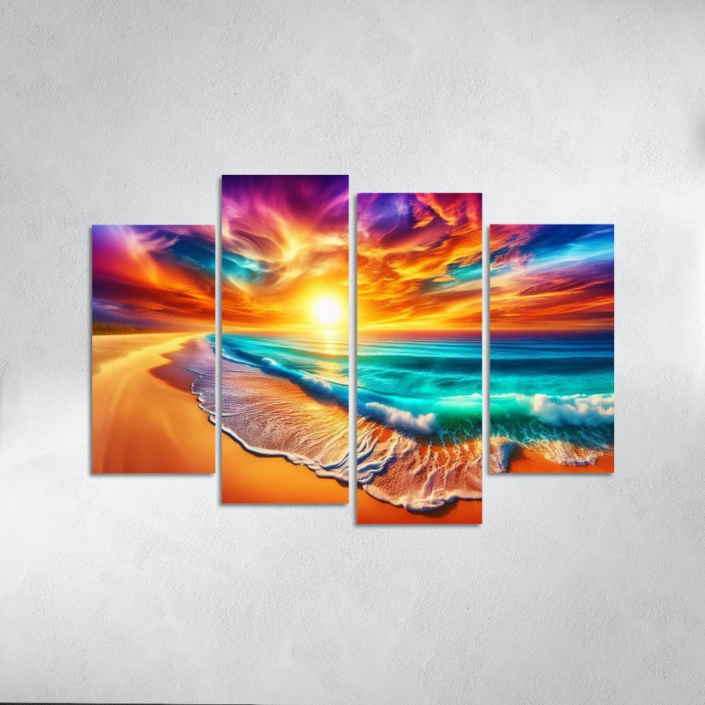 Golden Horizon Beach Modern Paintings Frame