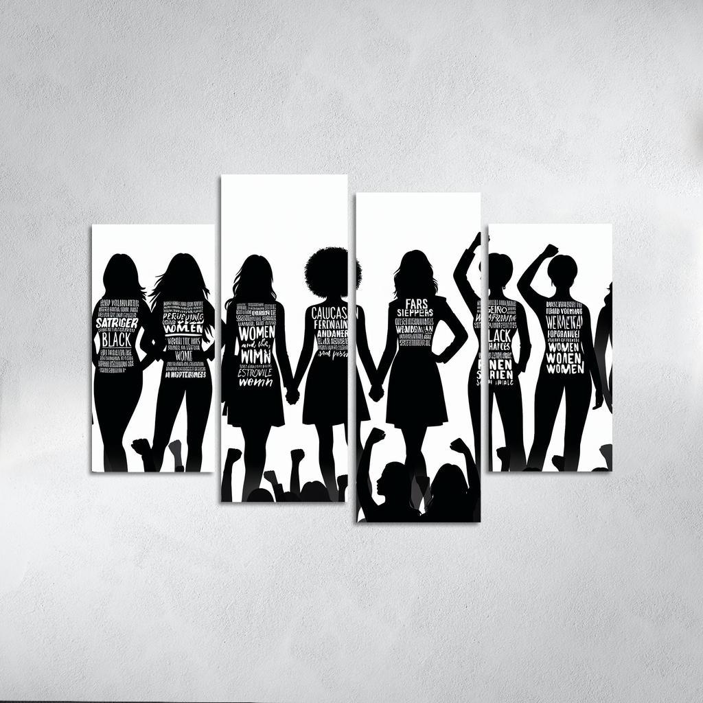 Voices of Change Empowering Women through Art 4 Piece HD Canvas Wall Art-Original Frame