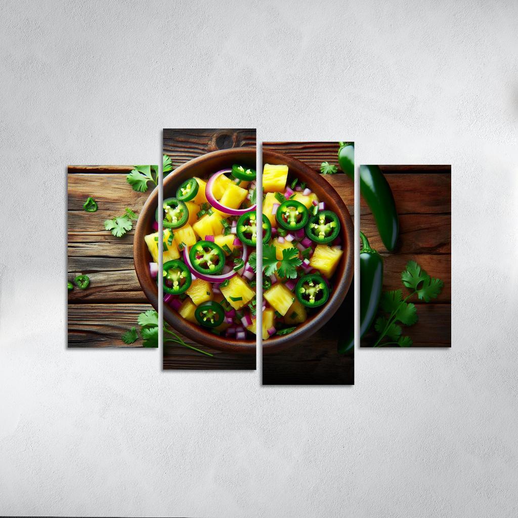 Spicy Pineapple Salsa 4 Piece HD Canvas Wall Art-Original Frame