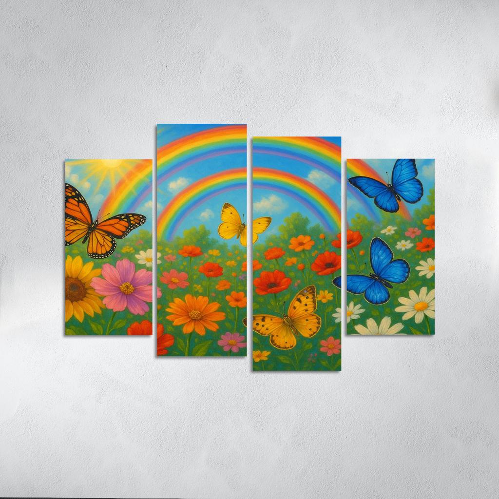 Rainbow Garden - Magical Nature Scene Framed Paintings