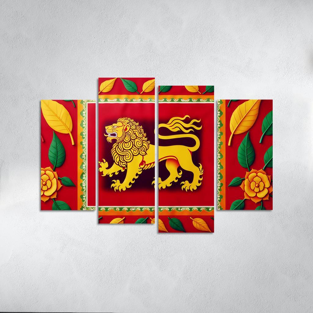 Legacy of Peace The Flag of Sri Lanka 4 Piece HD Canvas Wall Art-Original Frame