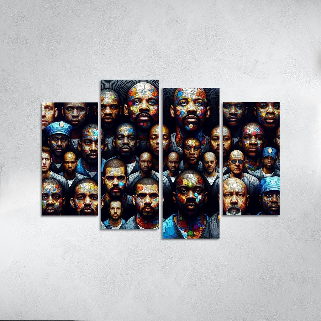 Echoes of Silence The Plight of the Incarcerated 4 Piece HD Canvas Wall Art-Original Frame