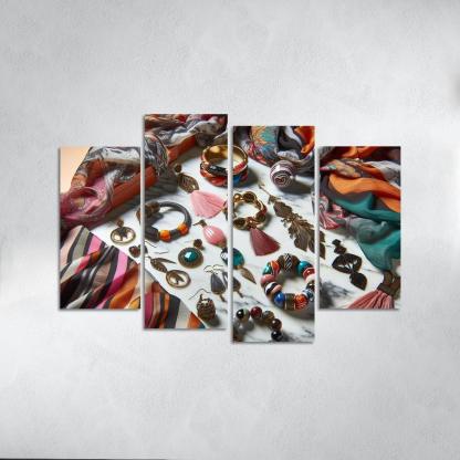 Artistic Accessories Statement Pieces 4 Piece HD Canvas Wall Art-Original Frame