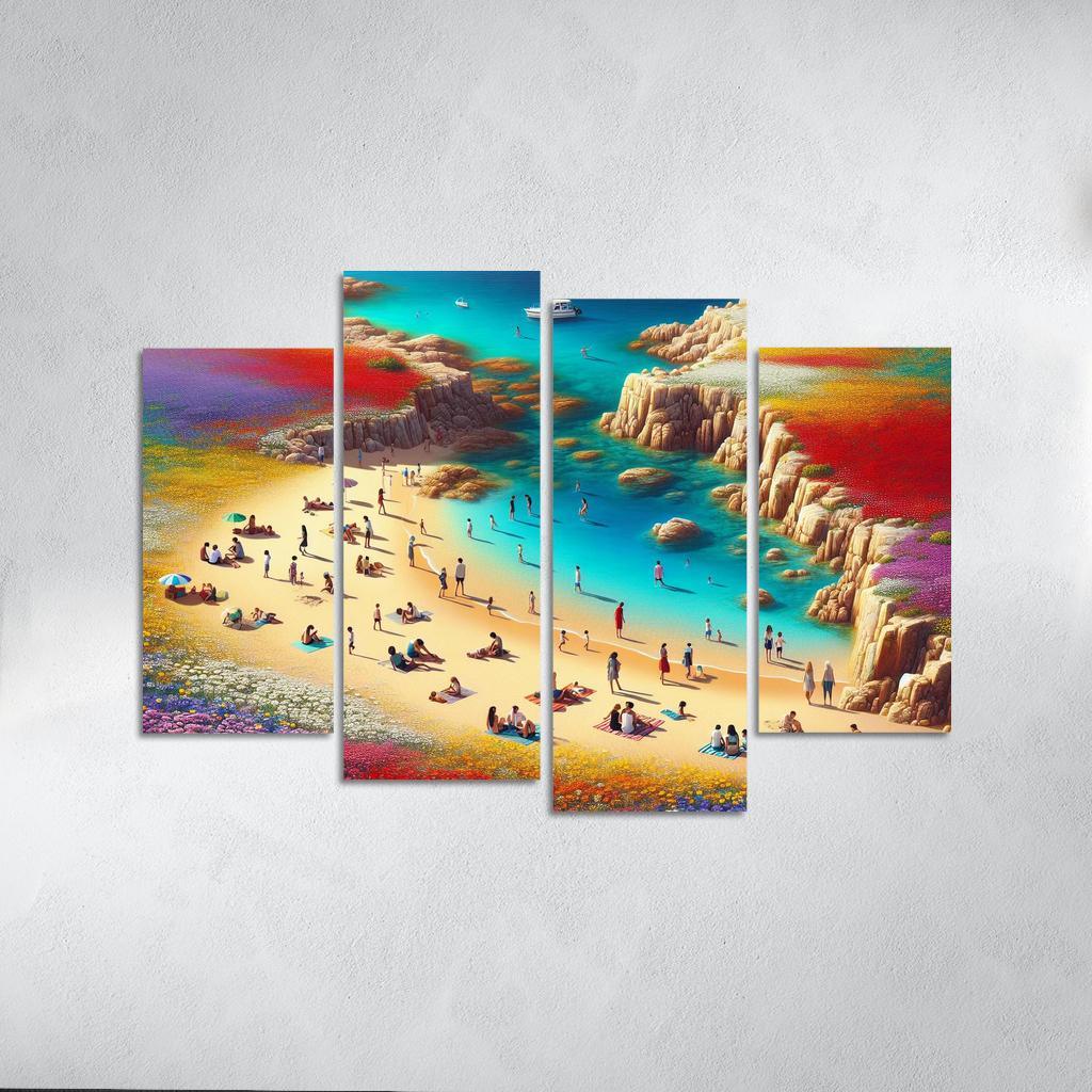 Coastal Wildflower Beach Modern Paintings Frame