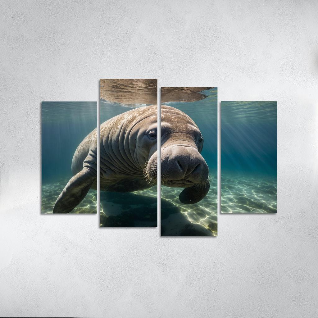 The Mysterious Manatee In Coastal Waters Framed Paintings