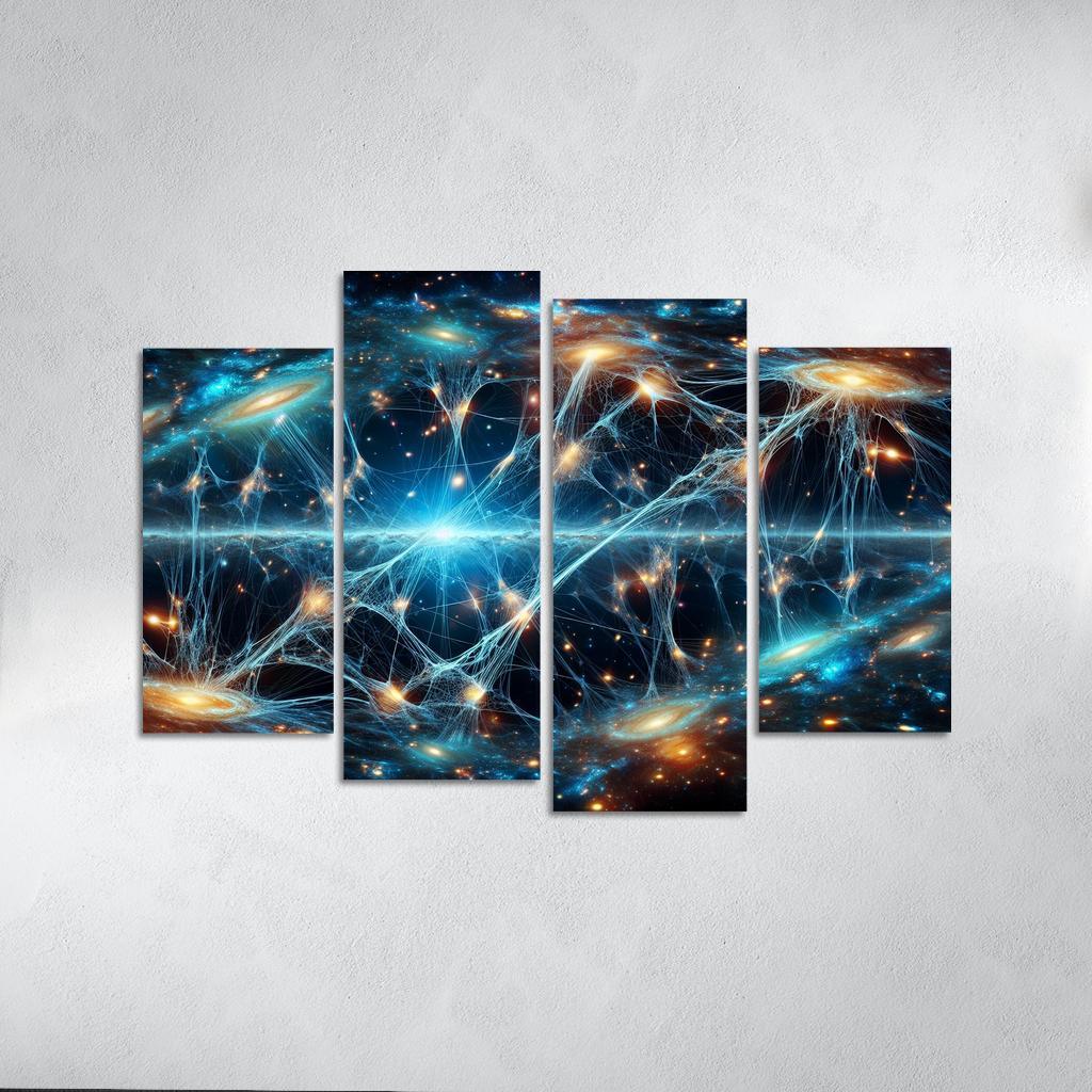 The Unveiling of the Cosmic Web 4 Piece HD Canvas Wall Art-Original Frame