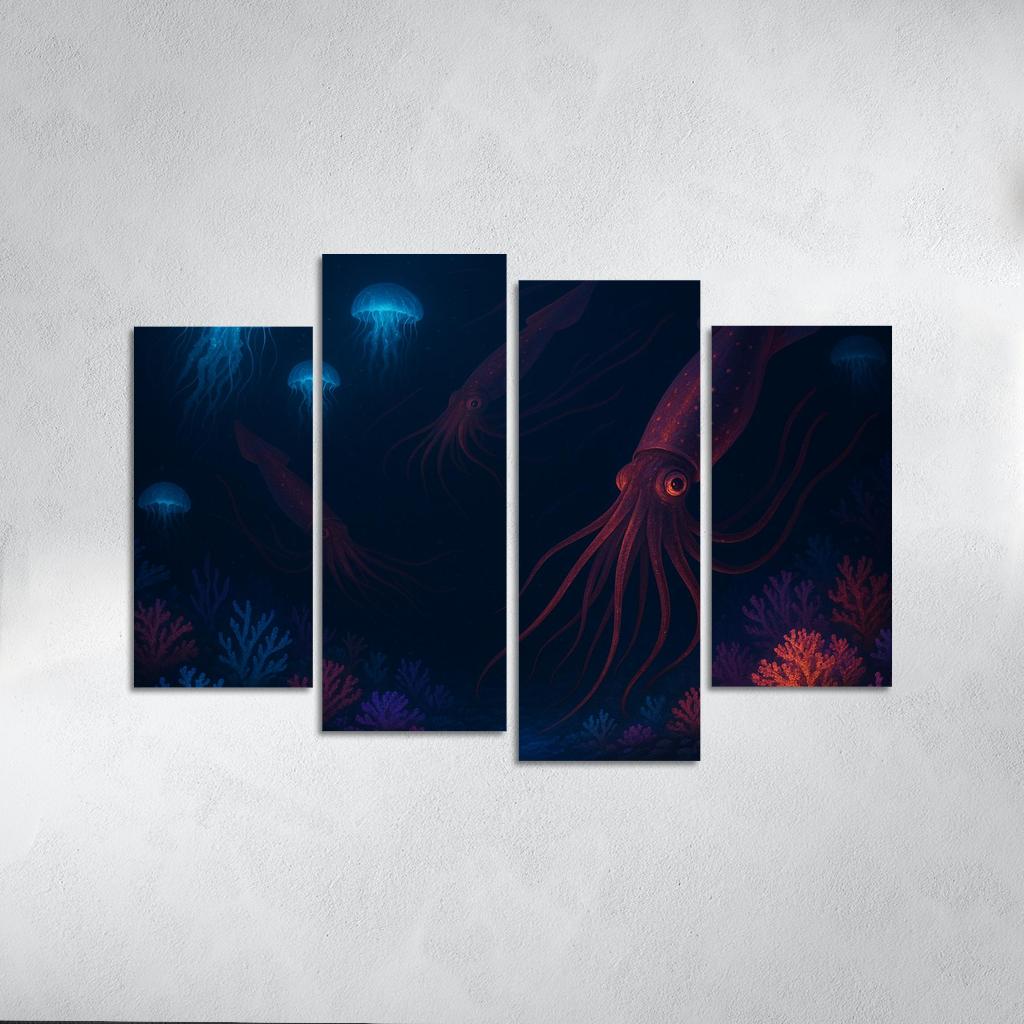 Underwater Wonders - Deep Sea Exploration Framed Paintings