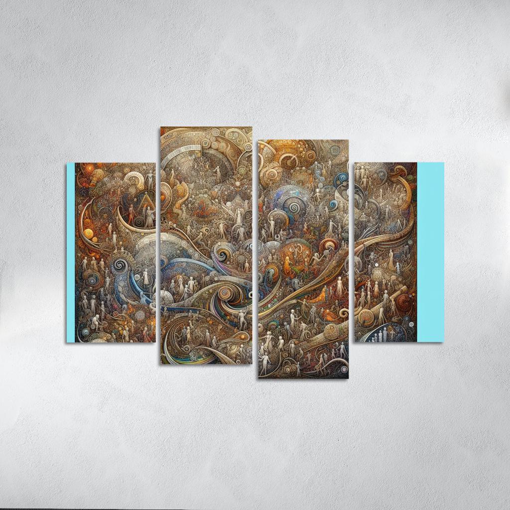 Interwoven Stories of Existence 4 Piece HD Canvas Wall Art-Original Frame