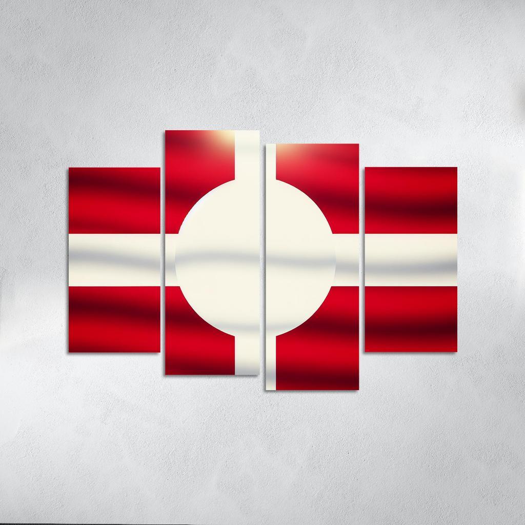 Emblem of the Arctic The Flag of Greenland 4 Piece HD Canvas Wall Art-Original Frame