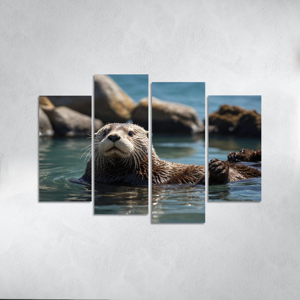 The Playful Sea Otter In Coastal Waters Canvas Paintings Frame