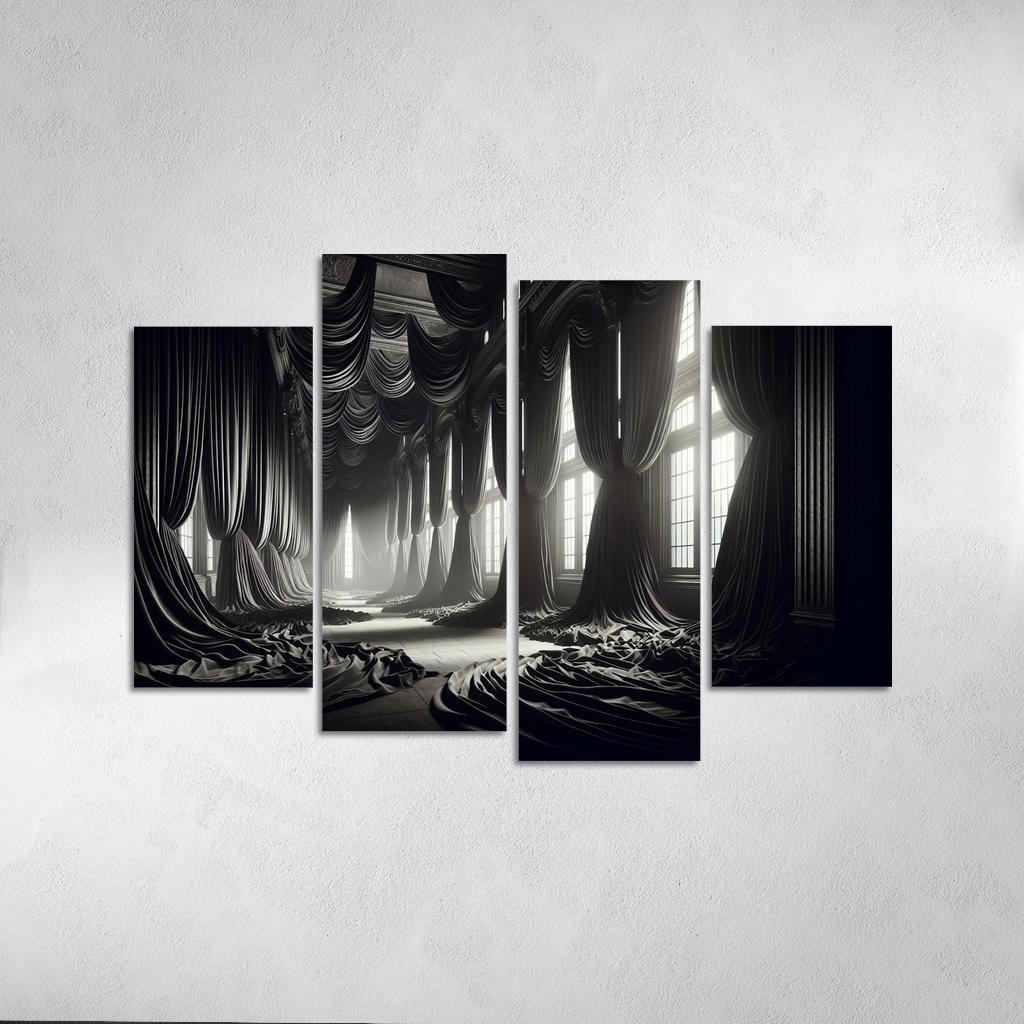 Mournful Elegance The Velvet Drapery 4 Piece HD Canvas Wall Art-Original Frame
