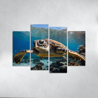 The Graceful Sea Turtle Ancient Traveler Of The Oceans Modern Paintings Frame