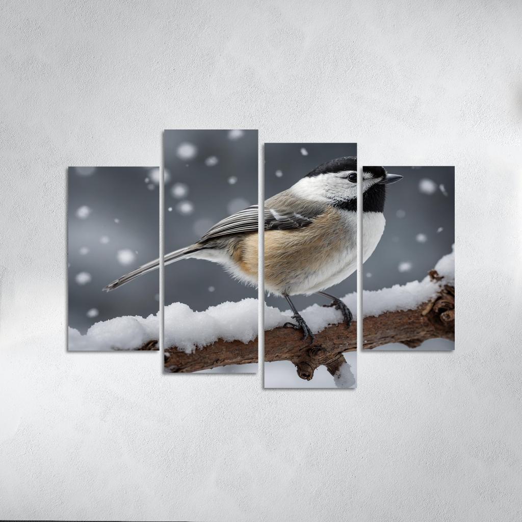 The Elegant Black-capped Chickadee In The Winter Canvas Paintings Frame