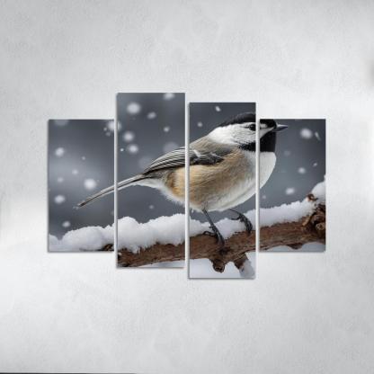 The Elegant Black-capped Chickadee In The Winter Canvas Paintings Frame