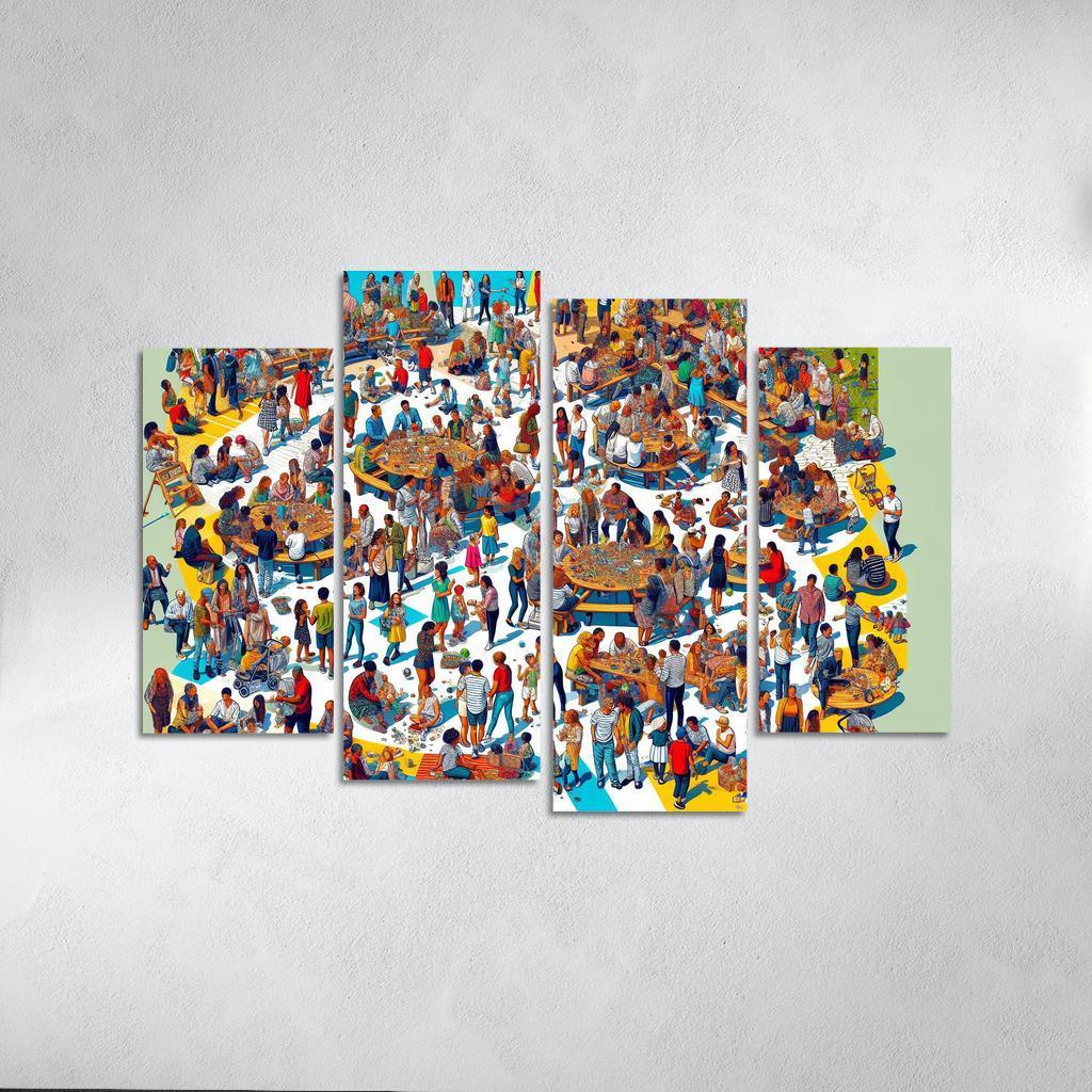 Shared Spaces Celebrating Community And Togetherness Multi-panel Paintings