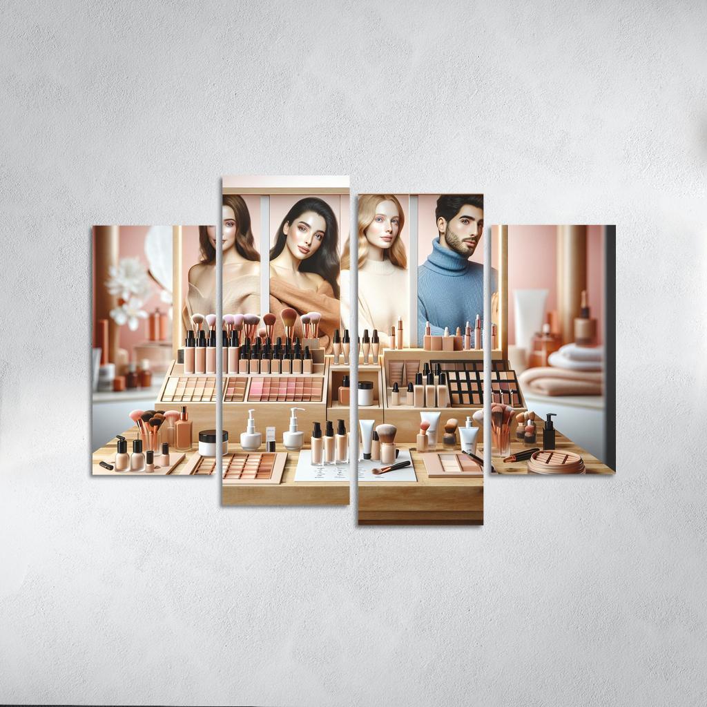 Interactive Beauty Customizable Products 4 Piece HD Canvas Wall Art-Original Frame