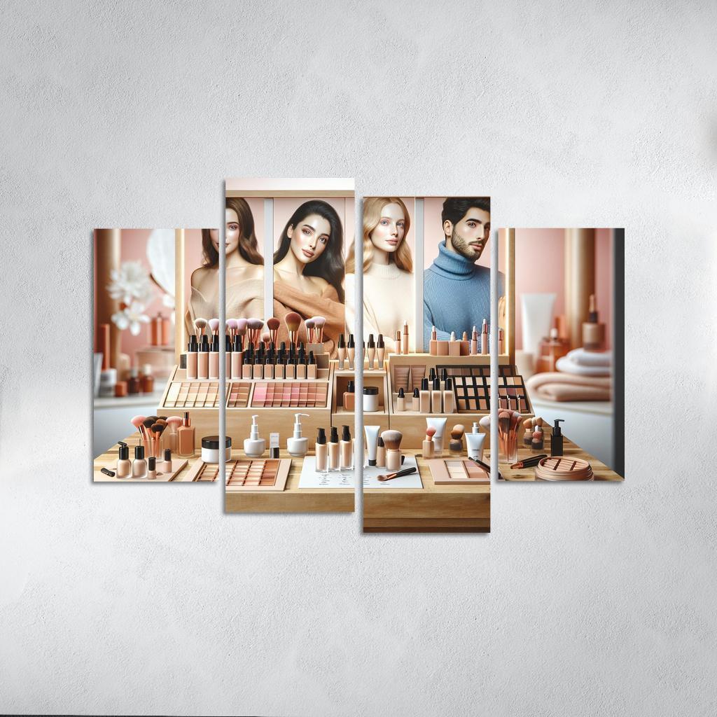 Interactive Beauty Customizable Products 4 Piece HD Canvas Wall Art-Original Frame