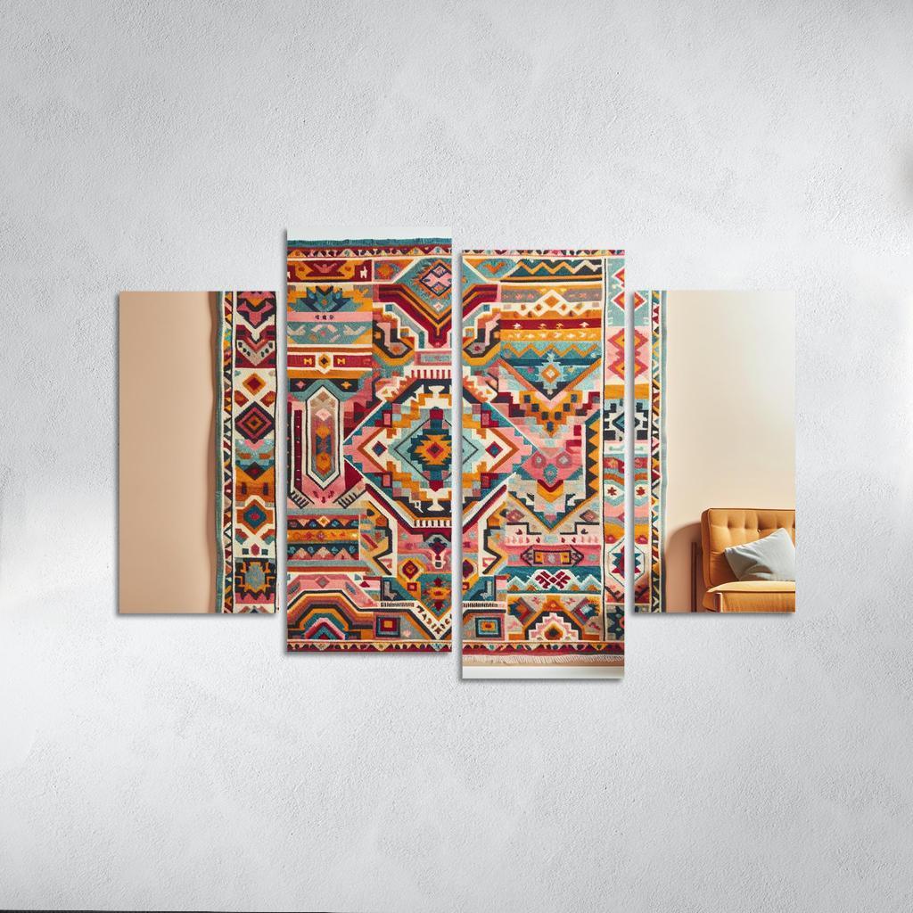 Bespoke Kilim Area Rug 4 Piece HD Canvas Wall Art-Original Frame