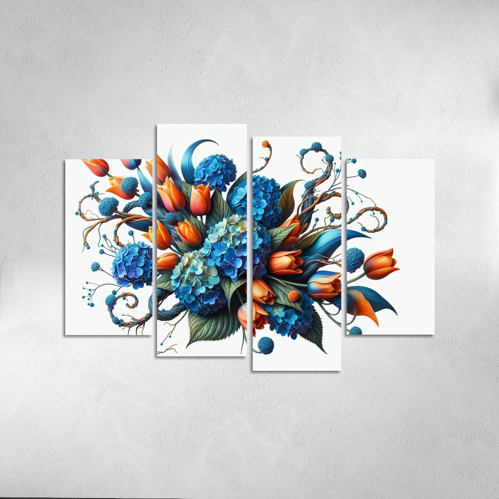 Sculpted Nature An Artistic Floral Installation 4 Piece HD Canvas Wall Art-Original Frame