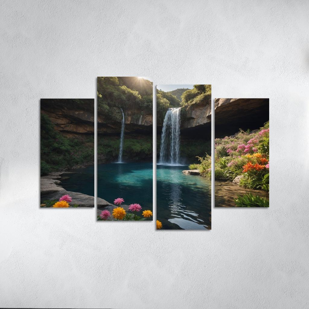 The Radiant Falls Of Sapphire Cascade Modern Paintings Frame