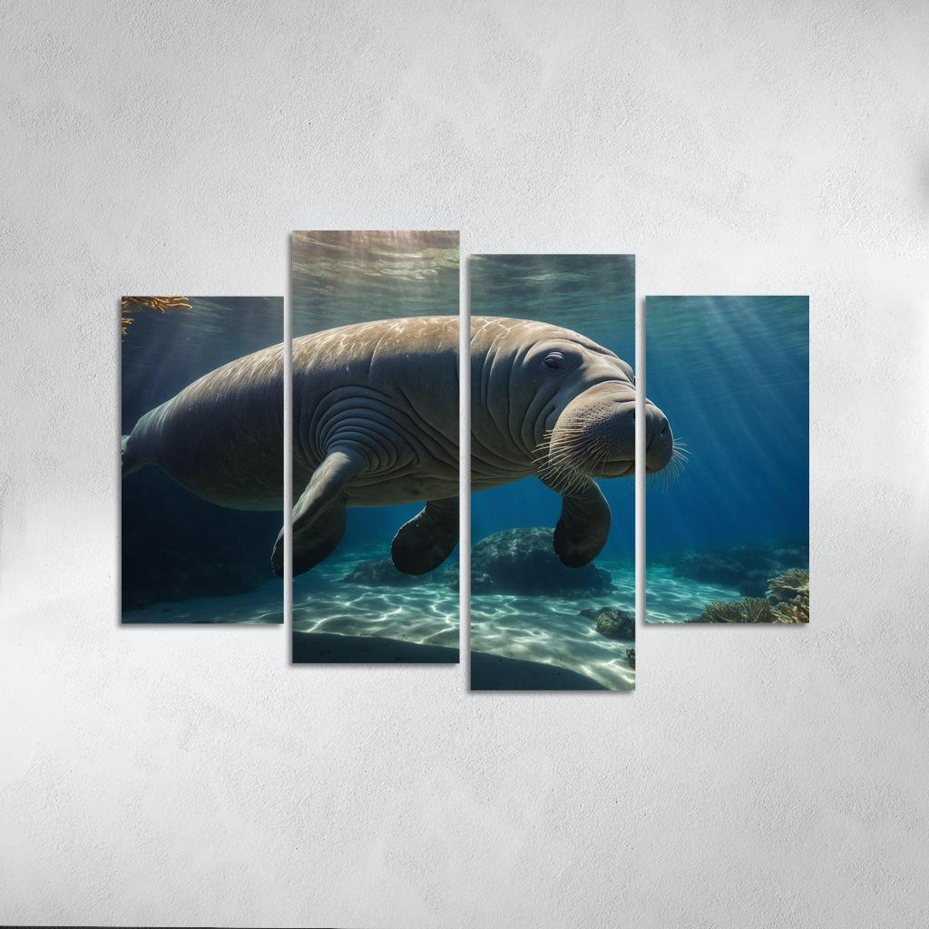 The Graceful Manatee Gentle Sea Cow Canvas Paintings Frame