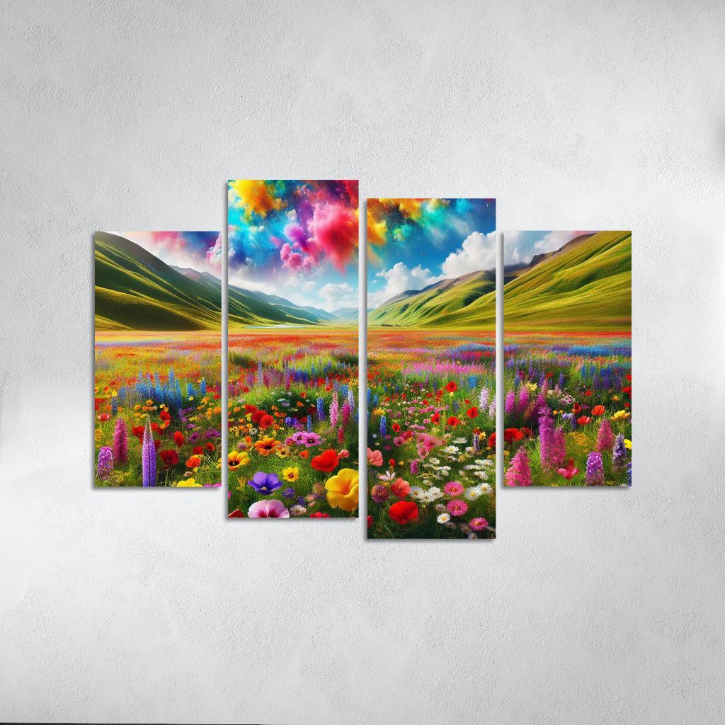 The Vibrant Blooms Of Rainbow Meadow Custom Paintings Frame