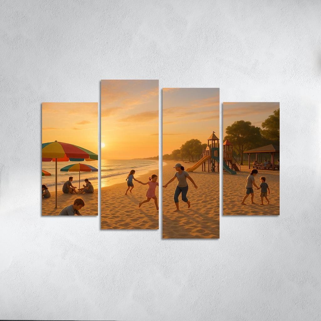 Sunrise Beach Calm And Family Friendly Custom Paintings Frame