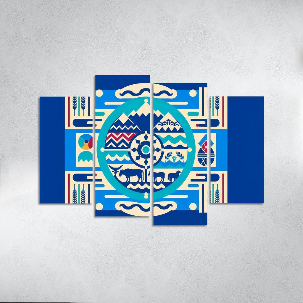 Cultural Resonance The Flag of the Navajo Nation 4 Piece HD Canvas Wall Art-Original Frame