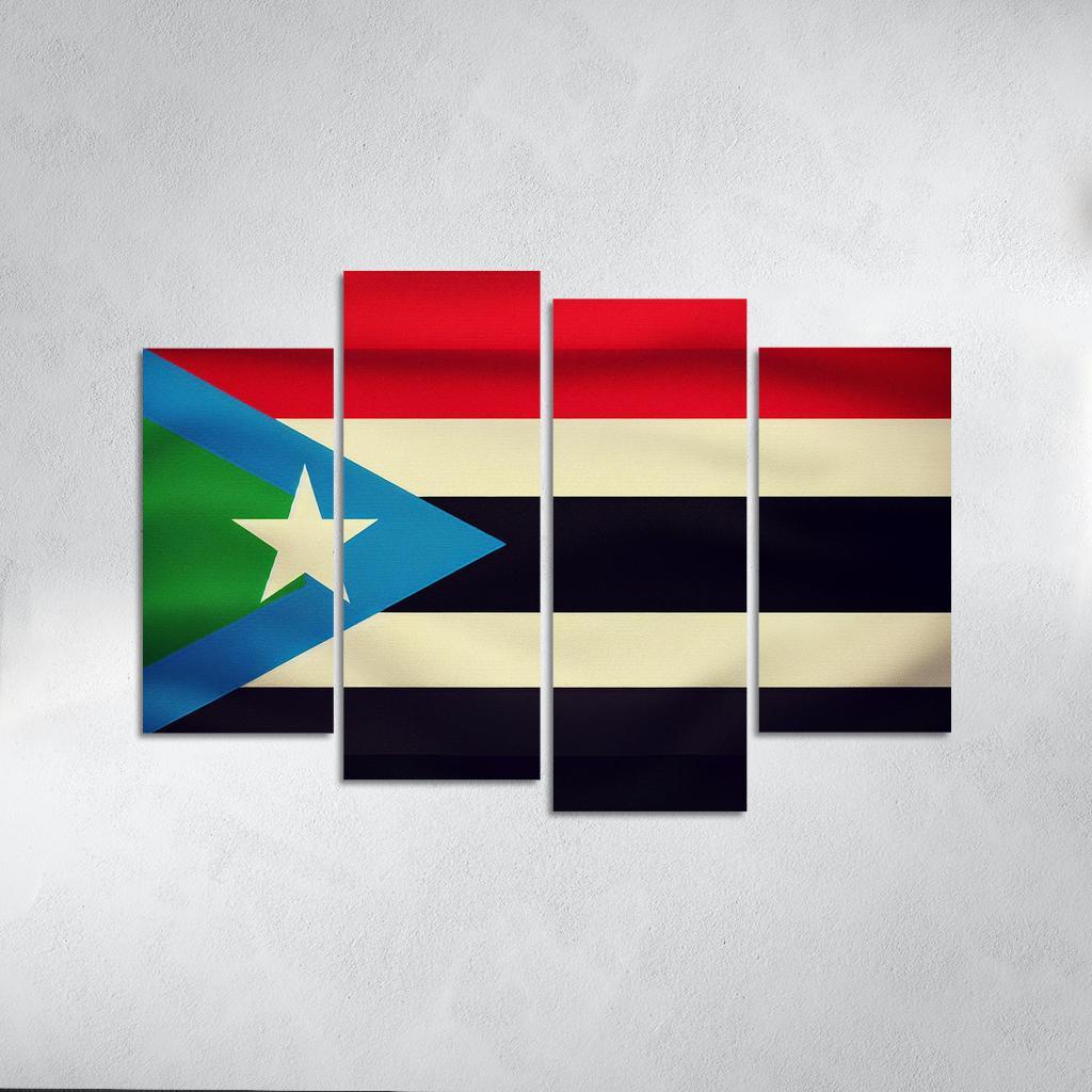 Spirit of Independence The Flag of South Sudan 4 Piece HD Canvas Wall Art-Original Frame