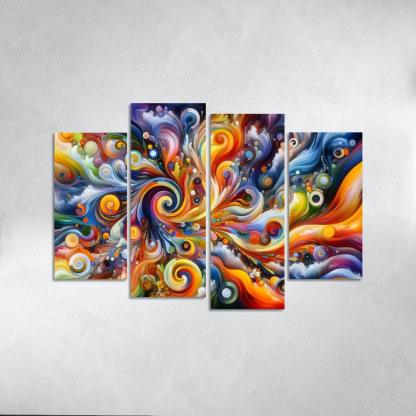 Essence of Untamed Imagination 4 Piece HD Canvas Wall Art-Original Frame