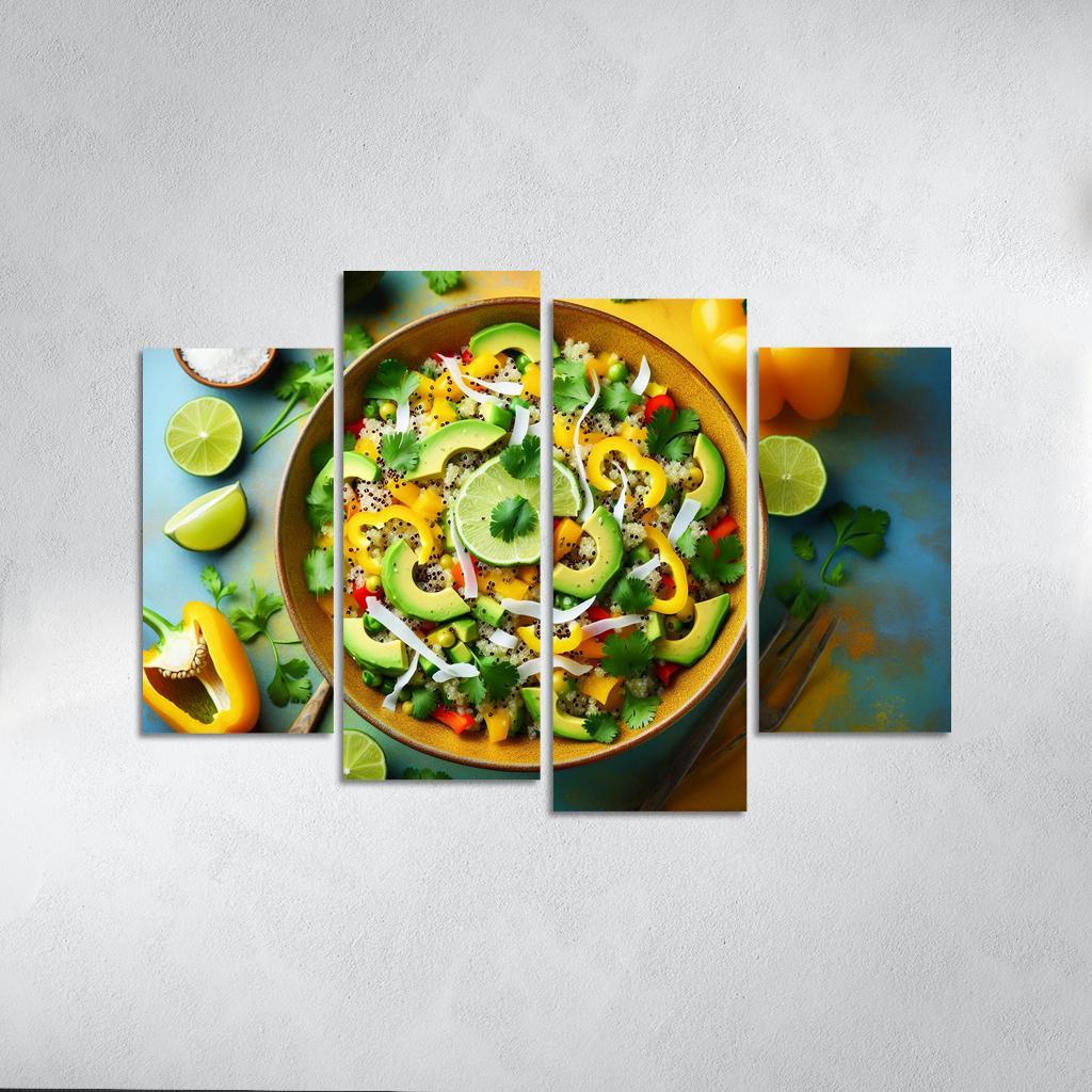 Coconut Lime Quinoa Salad 4 Piece HD Canvas Wall Art-Original Frame