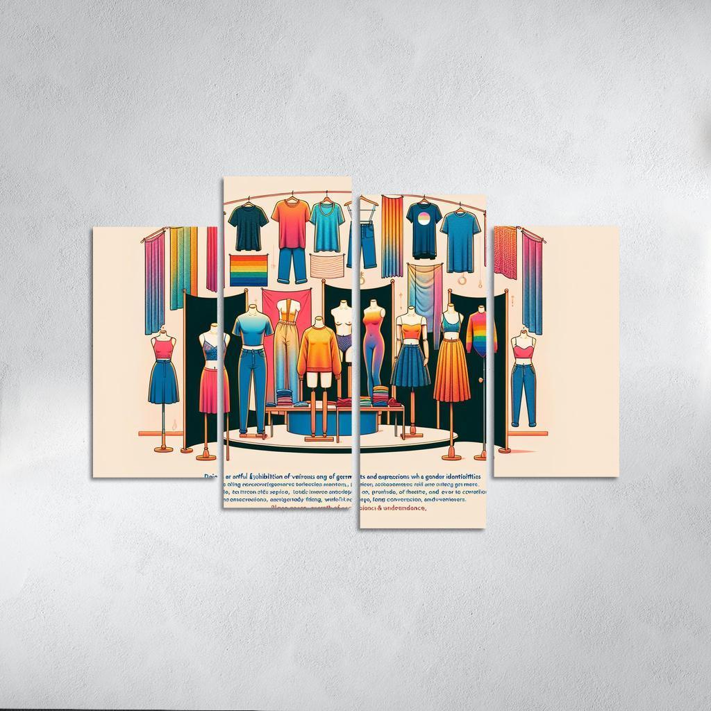 Threads of Identity Navigating Gender and Expression 4 Piece HD Canvas Wall Art-Original Frame